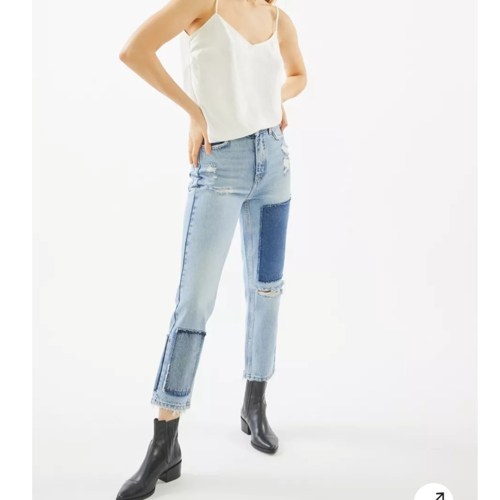 BDG Two-Tone Patch High Waist Distressed Ankle Jeans Size 28 - Picture 1 of 8